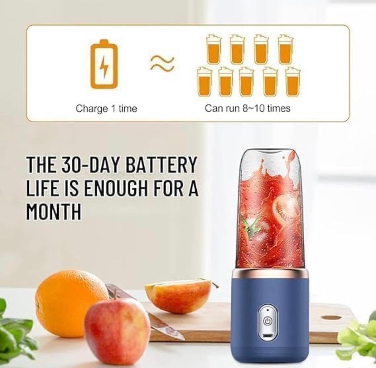Wireless Portable Juicer Blender – 400ml USB Rechargeable
