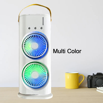 Portable Mini Air Cooler Fan with Mist & Dual Fans USB