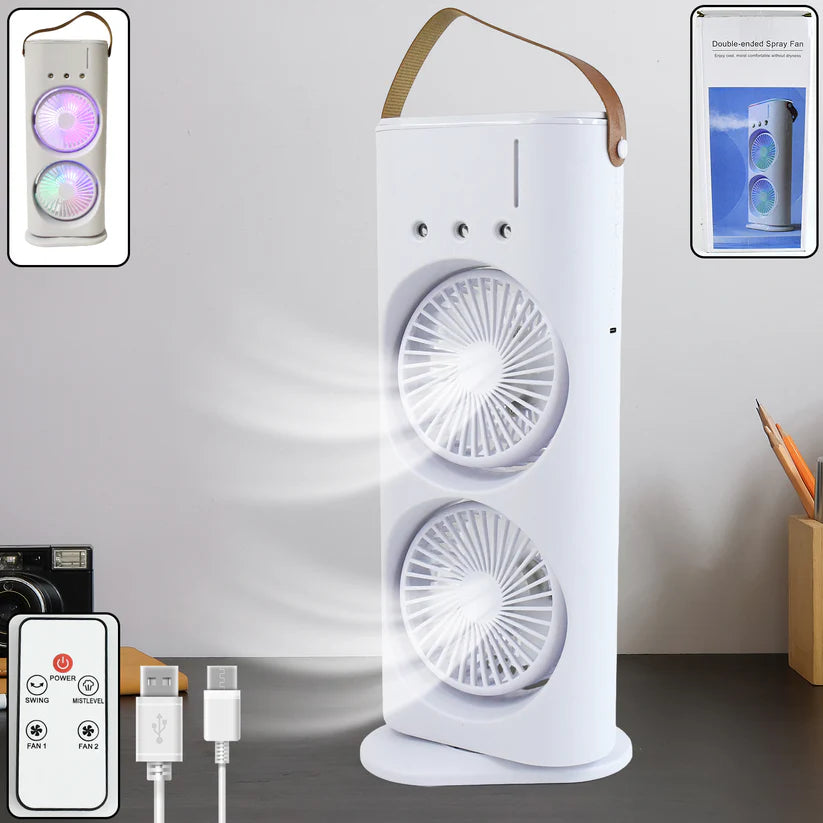 Portable Mini Air Cooler Fan with Mist & Dual Fans USB