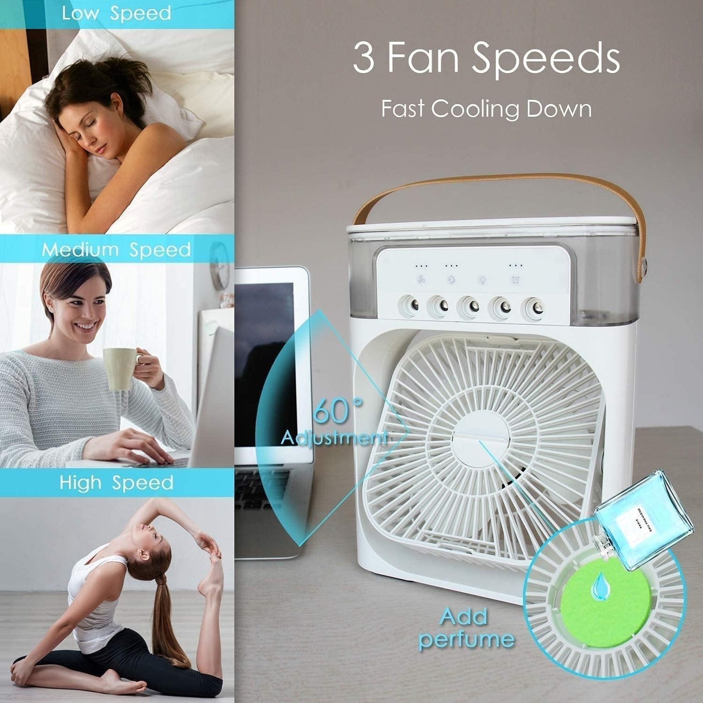 Portable Mini Air Cooler with Water Tank & Mist Fan USB