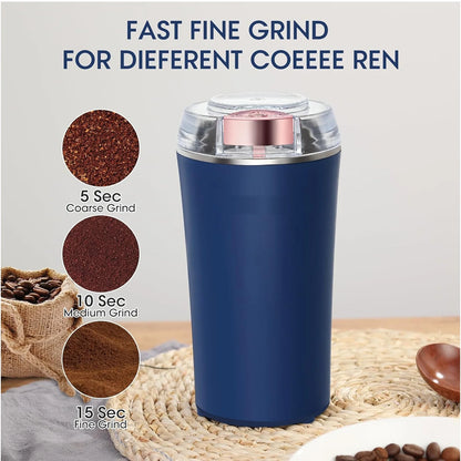 Mini Electric Coffee Grinder & Mixer – Portable Powerful 4 Blade Small Grinder
