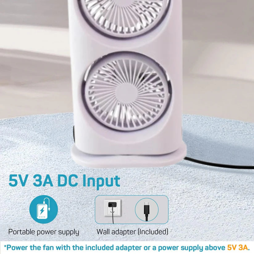 Portable Mini Air Cooler Fan with Mist & Dual Fans USB