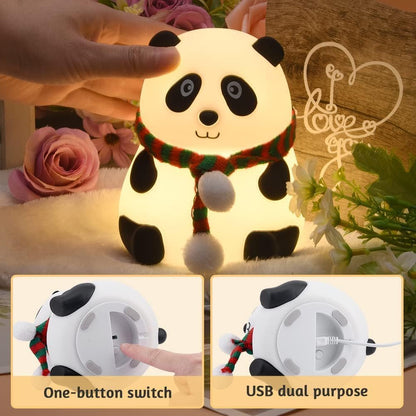 Cute Panda LED Night Lamp USB Rechargeable for Kids