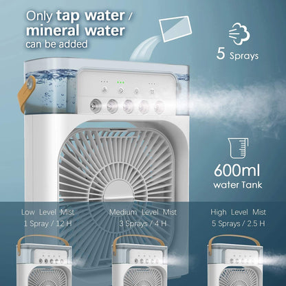 Portable Mini Air Cooler with Water Tank & Mist Fan USB