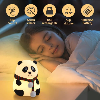 Cute Panda LED Night Lamp USB Rechargeable for Kids