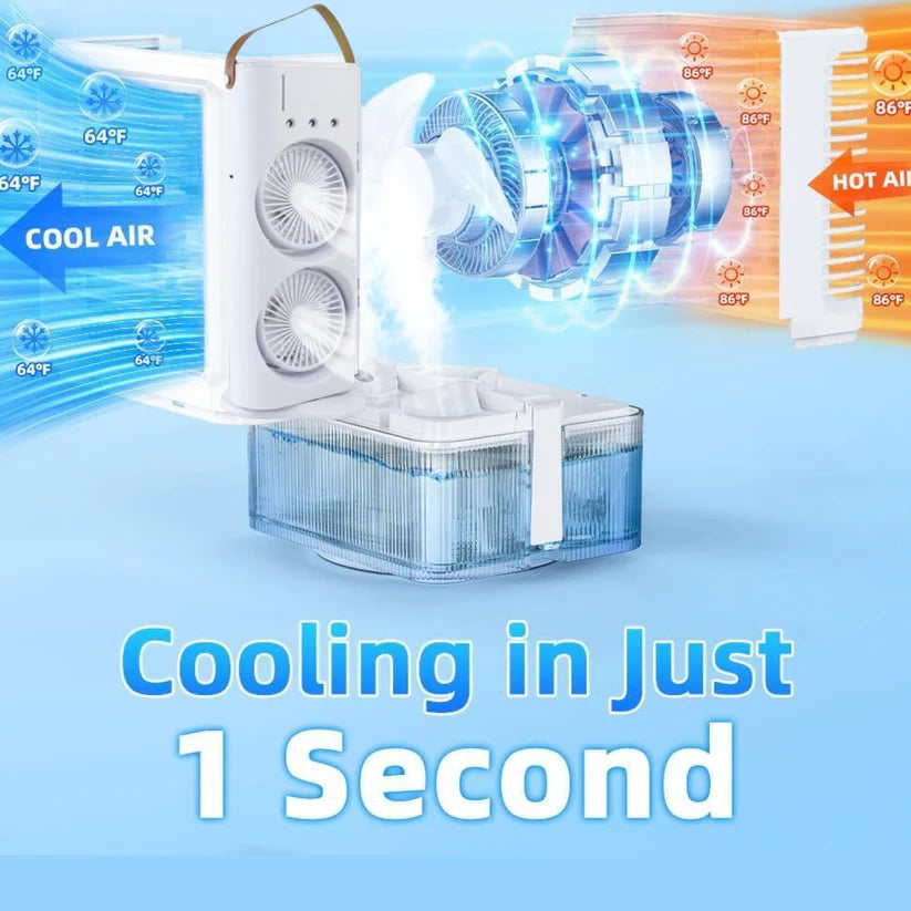Portable Mini Air Cooler Fan with Mist & Dual Fans USB
