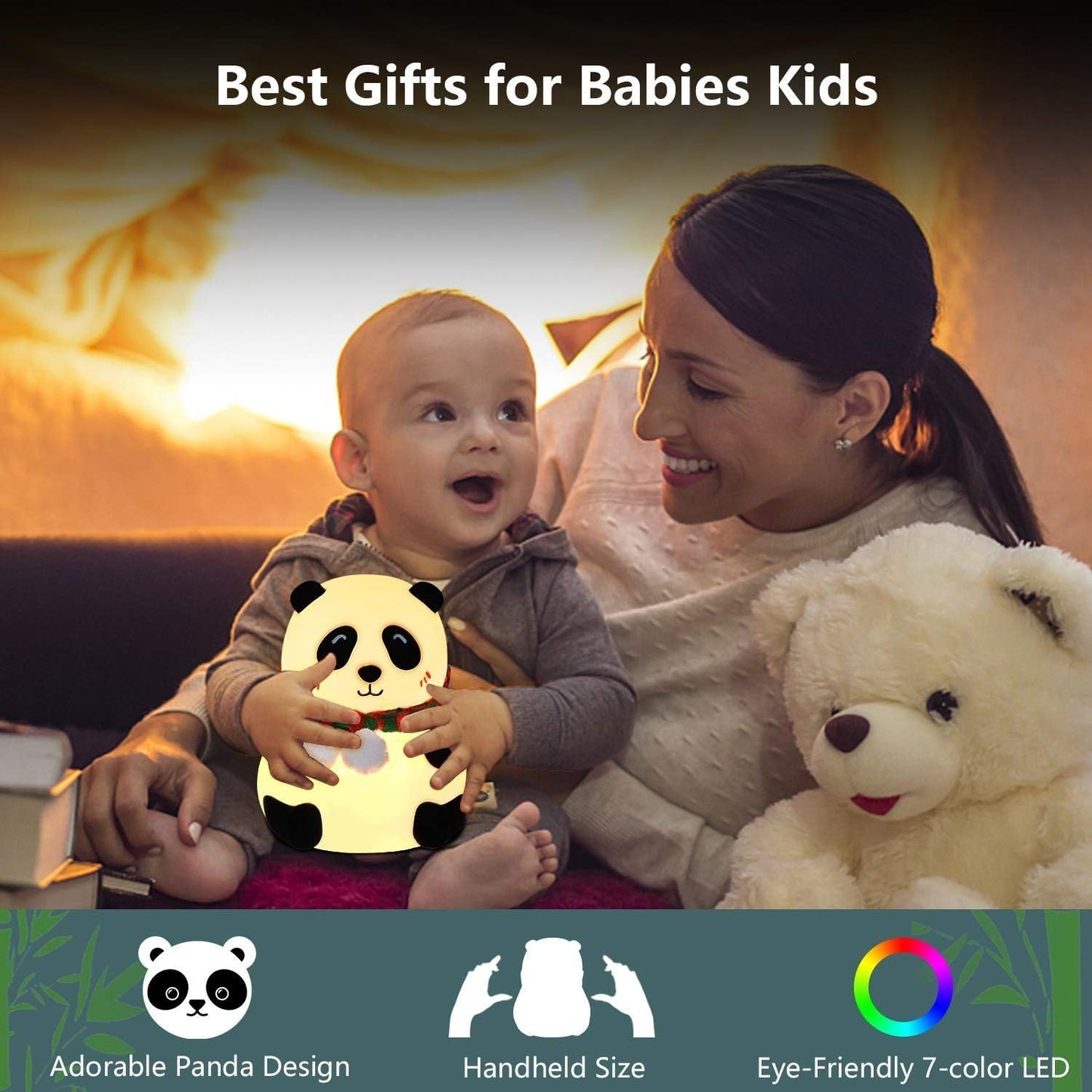 Cute Panda LED Night Lamp USB Rechargeable for Kids