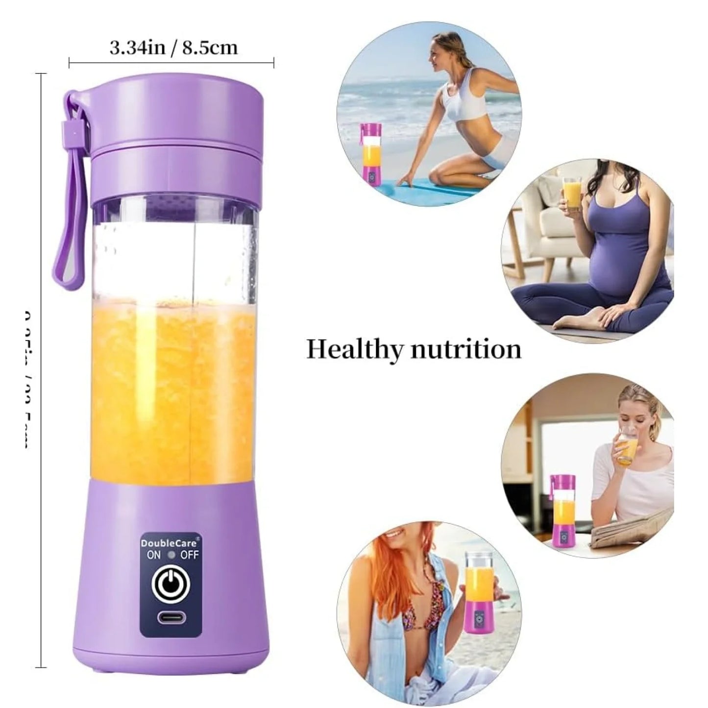 Portable USB Rechargeable Juicer Blender Bottle – 6 Blade Mini Smoothie Maker