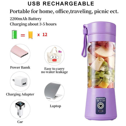 Portable USB Rechargeable Juicer Blender Bottle – 6 Blade Mini Smoothie Maker