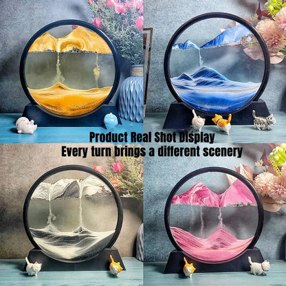 3D Moving Sand Art Frame – Relaxing Liquid Sandscape for Home & Office Decor