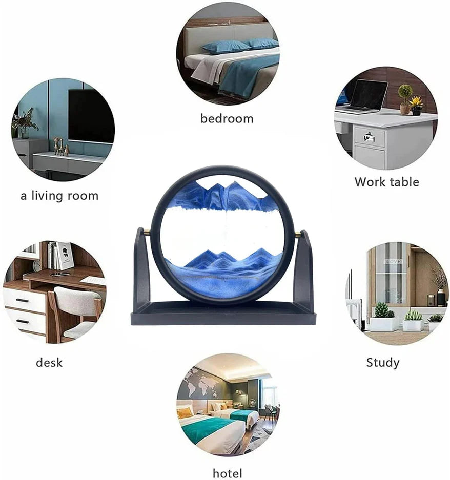 3D Moving Sand Art Frame – Relaxing Liquid Sandscape for Home & Office Decor